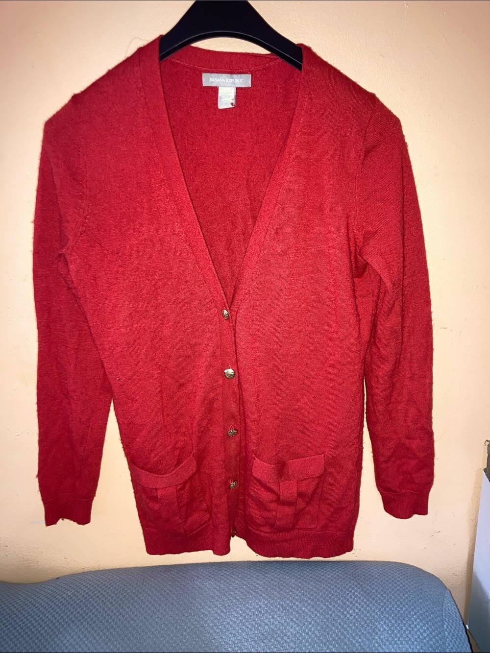 Banana Republic Red V-Neck Button Cardigan
